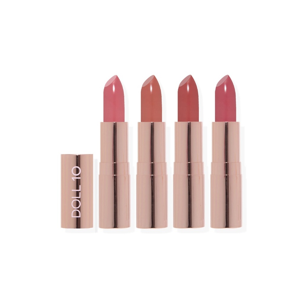 DOLL 10 LIP SMOOTHIE 4 PIECE BULLET LIP COLLECTION QUAD FULL SIZE NIB NWT
